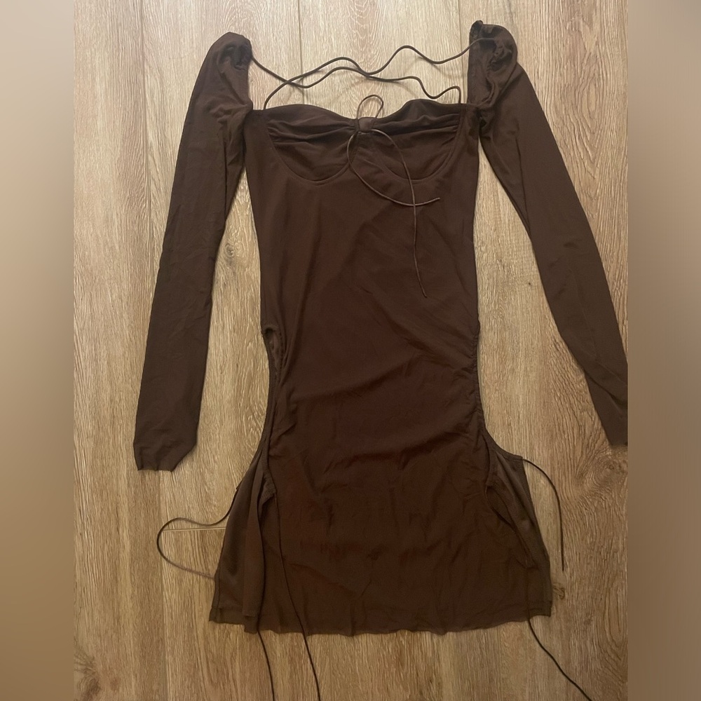 Edikted brown long sleeve mini dress